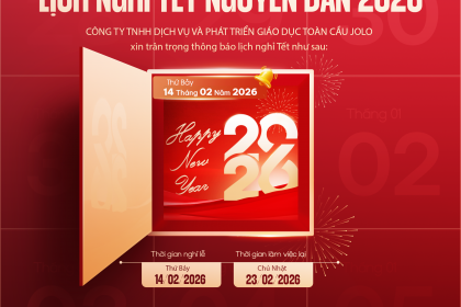 Thông Báo Lịch Nghỉ Tết 2026 Tại JOLO English