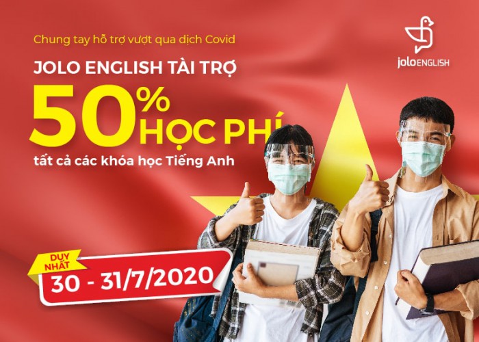 Chung tay vượt qua dịch Covid, JOLO English Tài Trợ 50% Học Phí Toàn Bộ Khóa Học